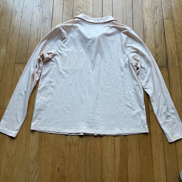 AnyBody Size M Pink Cozy Knit Luxe Long Sleeve Collared Polo Shirt Top - Picture 13 of 16